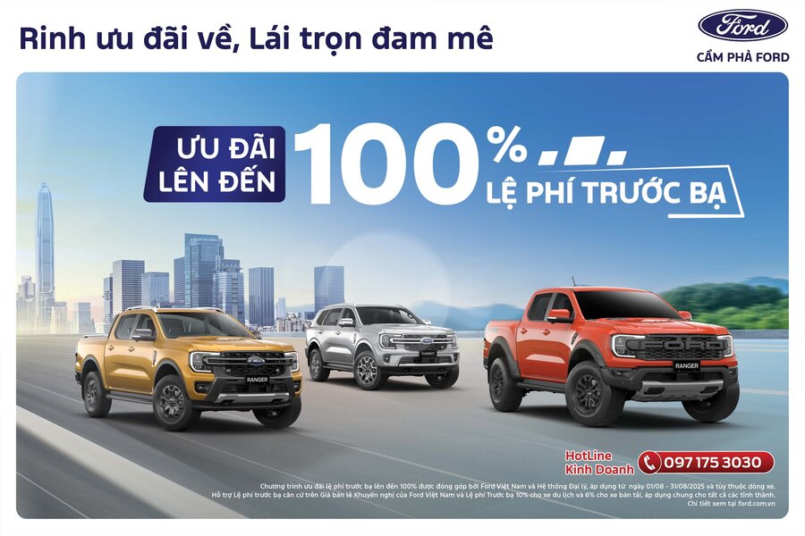 Cẩm Phả Ford Ưu Đãi Tháng 8: Hỗ Trợ Lệ Phí Trước Bạ Lên Tới 100%, Quà Tặng Giá Trị Hấp Dẫn