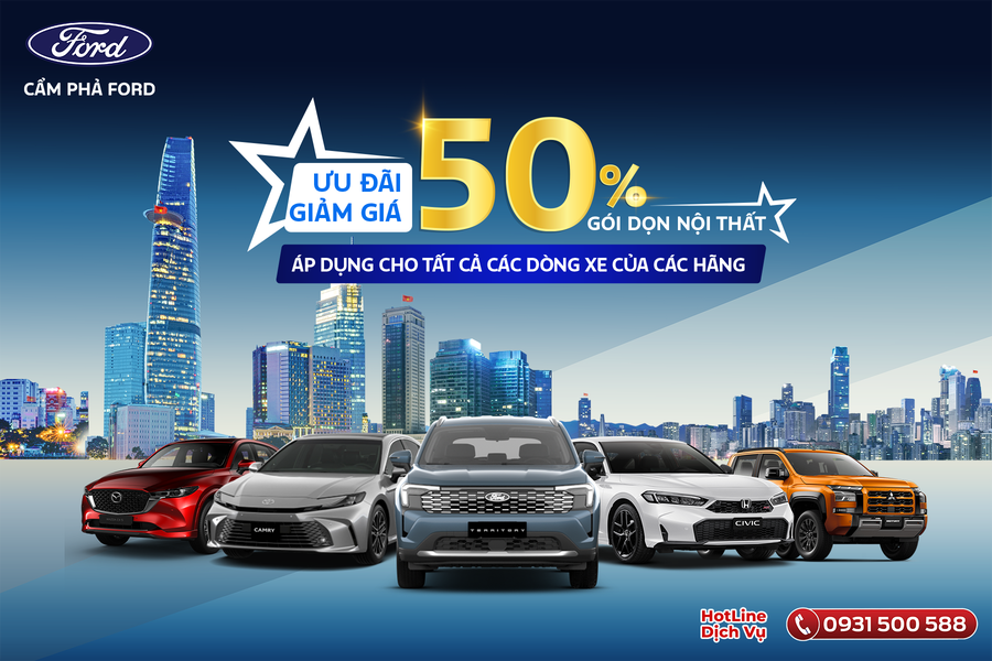 Giảm 50% dịch vụ vệ sinh nội thất ô tô tại Cẩm Phả Ford – Ưu đãi hấp dẫn cho khách hàng Quảng Ninh