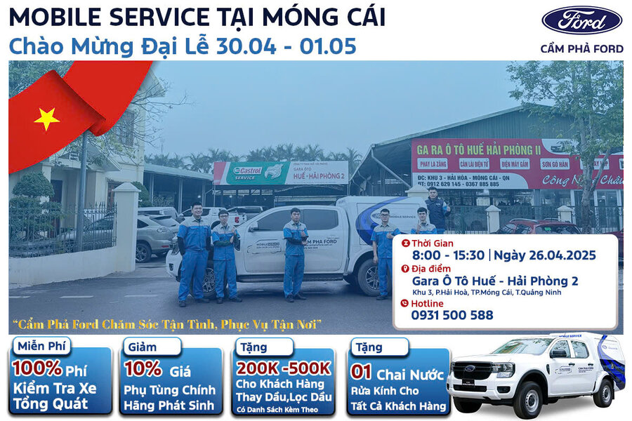 Mobile Service Tại Móng Cái, Quảng Ninh – Cẩm Phả Ford Mang Dịch Vụ Bảo Dưỡng Tận Nơi Với Nhiều Ưu Đãi Hấp Dẫn