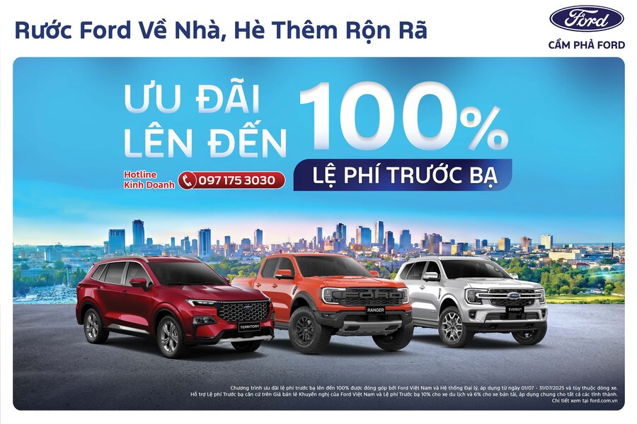 Rước Ford Về Nhà – Hè Rộn Ràng Với Ưu Đãi Trước Bạ Lên Đến 100% Tại Cẩm Phả Ford!