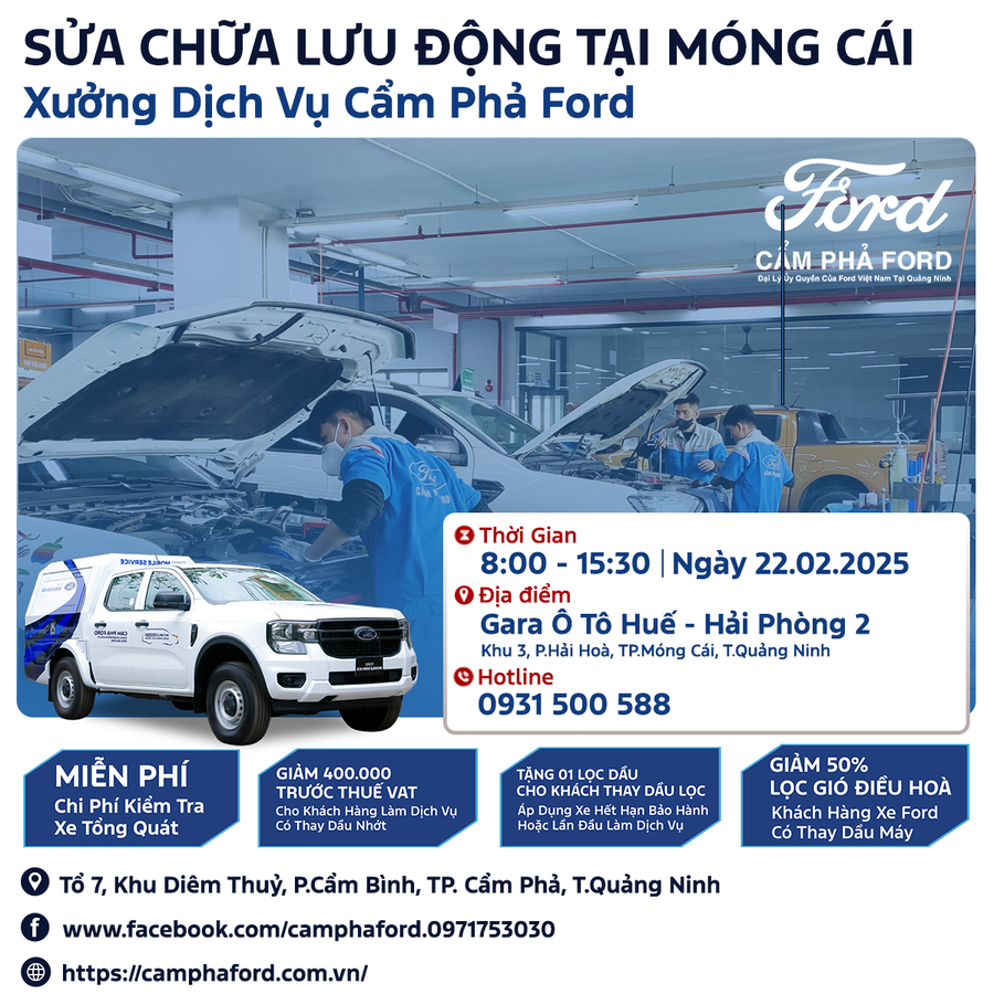 Sửa Chữa Lưu Động Cẩm Phả Ford Tại Móng Cái Ngày 22.02.2025 - Khởi Đầu Năm Mới Cùng Cẩm Phả Ford