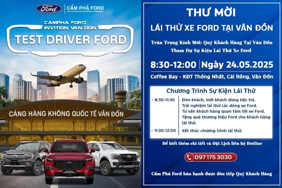 Trải Nghiệm Lái Thử Xe Ford Tại Vân Đồn – Cơ Hội Cầm Lái Trực Tiếp, Nhận Quà Ngay Cùng Cẩm Phả Ford