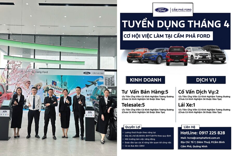 Tuyển Dụng Tháng 4 – Cơ Hội Làm Việc Tại Cẩm Phả Ford - Quảng Ninh