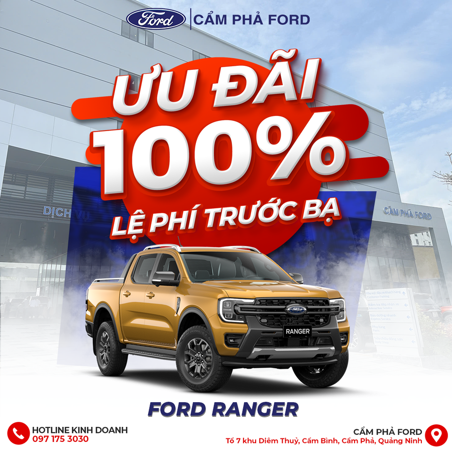 Ưu đãi 100% phí trước bạ khi mua Ford Territory và Ford Ranger