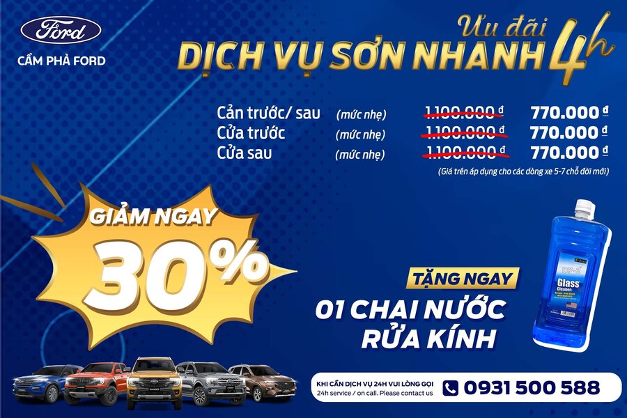 Ưu Đãi Dịch Vụ Sơn Nhanh 4 Giờ - Giảm Giá Lên Đến 30% Tại Cẩm Phả Ford