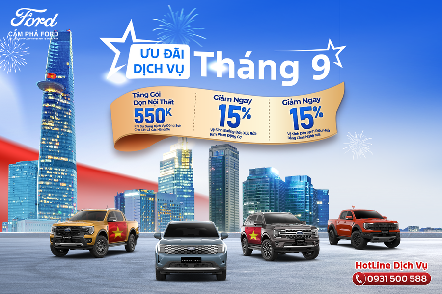 Ưu đãi dịch vụ tháng 9 tại Cẩm Phả Ford – Chăm sóc xe toàn diện, tiết kiệm chi phí